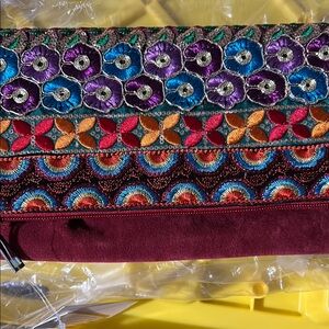 Embroidered Multicolor Clutch